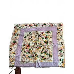 Vintage Floral Pattern Silk Scarf 22 “x 22”